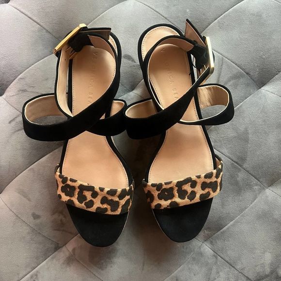 Veronica Beard Hurley Leopard Print Platform Wedge Sandals Size 8.5 - Picture 7 of 9